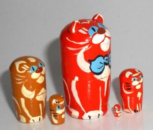 MINI Ginger Cat with bow family mini 5-set TINY