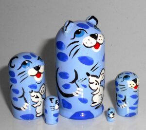 MINI Blue Cat with white mouse mini 5-set TINY