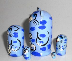 MINI Blue Cat with white mouse mini 5-set TINY