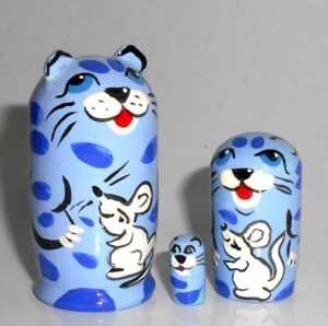 MINI Blue Cat with white mouse mini 5-set TINY