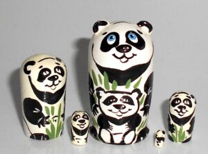 MINI Panda with little panda mini 5-set Babushka  TINY