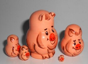 MINI Funny Pig mini fatty 5-set TINY nesting Doll Babooshki s