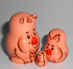 MINI Funny Pig mini fatty 5-set TINY nesting Doll Babooshki s