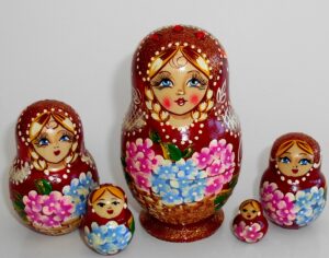 Vera in dark red dress small Babushka Matryoshka nesting Doll  Babooshki Babushkas