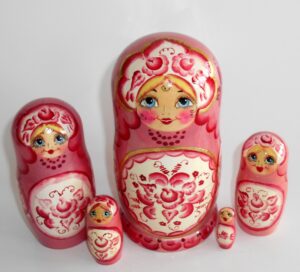 Anna in pink dress Babushka Matryoshka nesting Doll Babooshki Babushkas