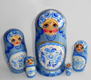 Anna in blue dress Babushka Matryoshka nesting Doll Babooshki Babushkas
