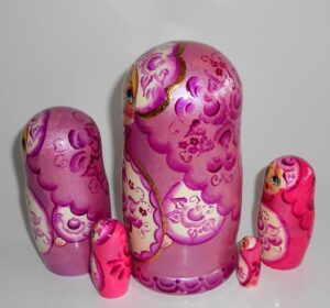 Anna in pink-red dress nesting Doll Babooshki s