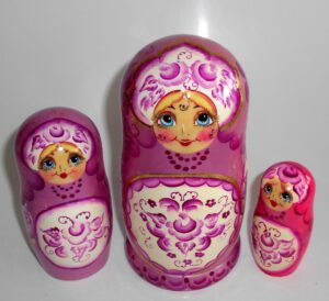 Anna in pink-red dress nesting Doll Babooshki s