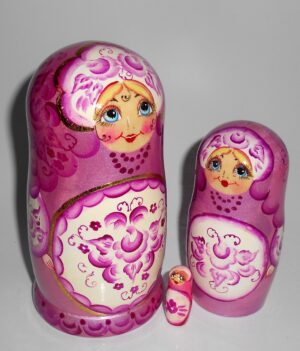 Anna in pink-red dress nesting Doll Babooshki s