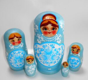 Klava in blue Babushka Matryoshka nesting Doll Babooshki Babushkas