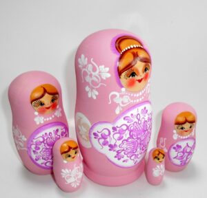 Klava in light pink nesting Doll Babooshki s