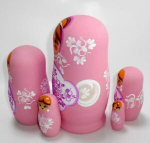 Klava in light pink nesting Doll Babooshki s