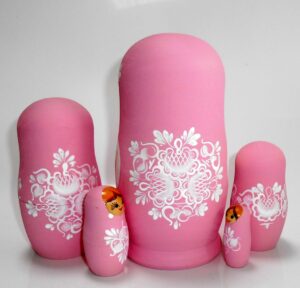 Klava in light pink nesting Doll Babooshki s