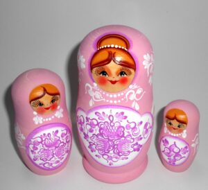 Klava in light pink nesting Doll Babooshki s