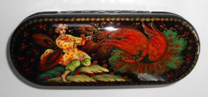 Glasses Case Fire-bird and prince Ivan in yellow