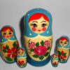 Semenov blue scarf red hair 5-set Babushka Matryoshka nesting Doll Babooshki Babushkas Classic Village Traditional