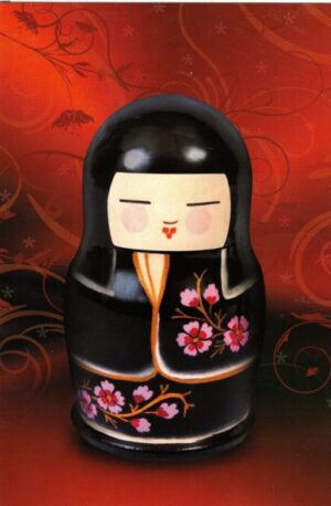RED Geisha Kokeshi Babushka card w/envelope