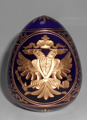 Dark blue glass egg Empress Catherine II & Coat of Arms - 4