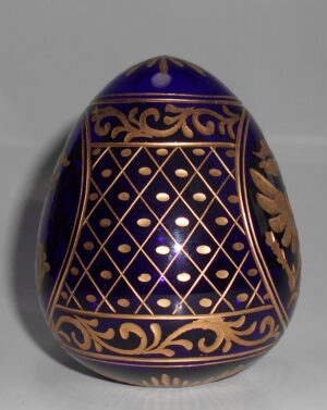Dark blue glass egg Empress Catherine II & Coat of Arms - 5