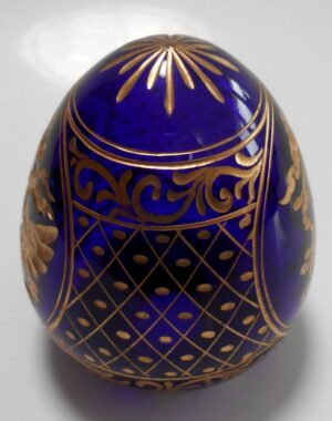 Dark blue glass egg Empress Catherine II & Coat of Arms - 3