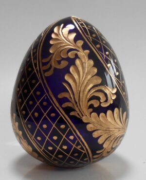 Dark blue glass egg spiral ornament - 2