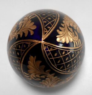 Dark blue glass egg spiral ornament - 3