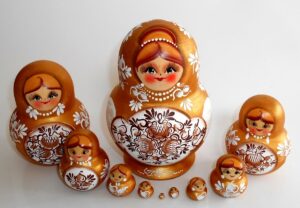 Sonya gold dress 10-set Babushka Matryoshka nesting Doll  Babooshki Babushkas