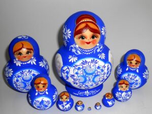 Sonya blue dress 10-set Babushka Matryoshka nesting Doll  Babooshki Babushkas