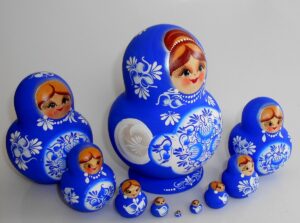 Sonya blue dress 10-set nesting Doll Babooshki s