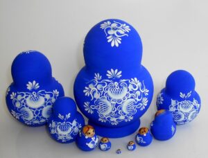 Sonya blue dress 10-set nesting Doll Babooshki s