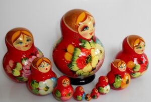 Ksenia red dress 10-set nesting Doll Babooshki s