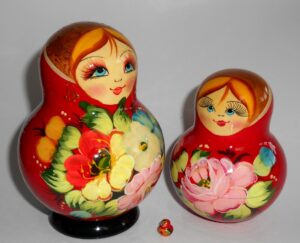 Ksenia red dress 10-set nesting Doll Babooshki s