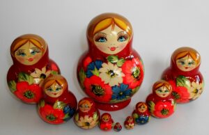 Ksenia  red dress 10-set II Babushka Matryoshka nesting Doll  Babooshki Babushkas