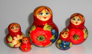 Ksenia red dress 10-set II nesting Doll Babooshki s