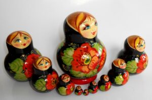 Ksenia black dress 10-set nesting Doll Babooshki s