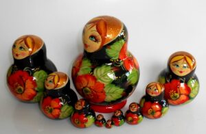 Ksenia black dress 10-set nesting Doll Babooshki s