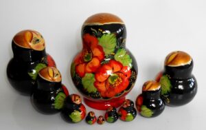 Ksenia black dress 10-set nesting Doll Babooshki s