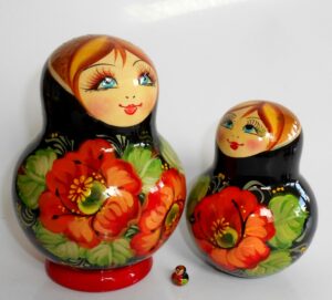 Ksenia black dress 10-set nesting Doll Babooshki s