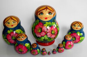 Ksenia  blue dress 10-set Babushka Matryoshka nesting Doll  Babooshki Babushkas