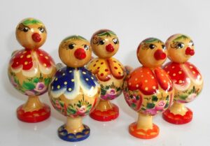 5 x Bird Whistle floral ornament on wood