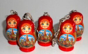 10 x Red square Keyring  Babushka Matryoshka nesting Doll  Babooshki Babushkas