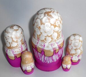 Bride in purple with roses and butterfly nesting Doll Babooshki s