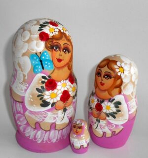 Bride in purple with roses and butterfly nesting Doll Babooshki s