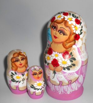Bride in purple with roses and butterfly nesting Doll Babooshki s