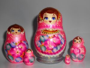 Vera in pink and grey 5-set nesting Doll Babooshki s