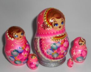 Vera in pink and grey 5-set nesting Doll Babooshki s