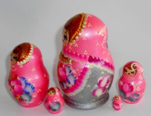 Vera in pink and grey 5-set nesting Doll Babooshki s