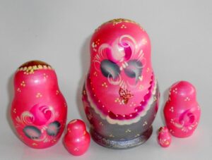 Vera in pink and grey 5-set nesting Doll Babooshki s