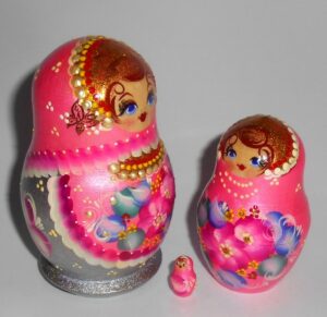 Vera in pink and grey 5-set nesting Doll Babooshki s