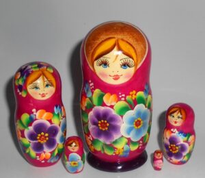 Kira in pink wild flowers 5-set Babushka Matryoshka nesting Doll  Babooshki Babushkas